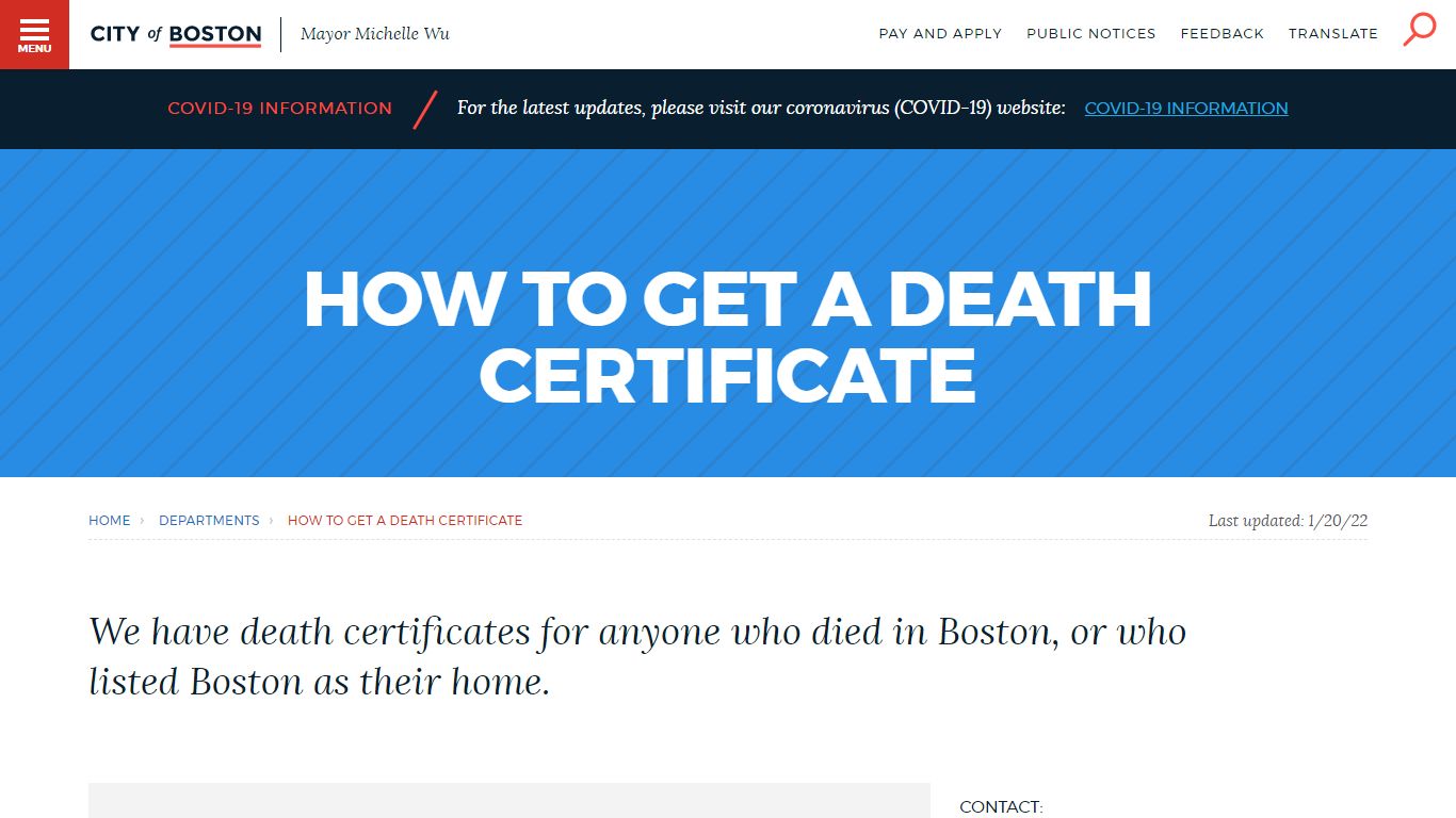 How to get a death certificate | Boston.gov
